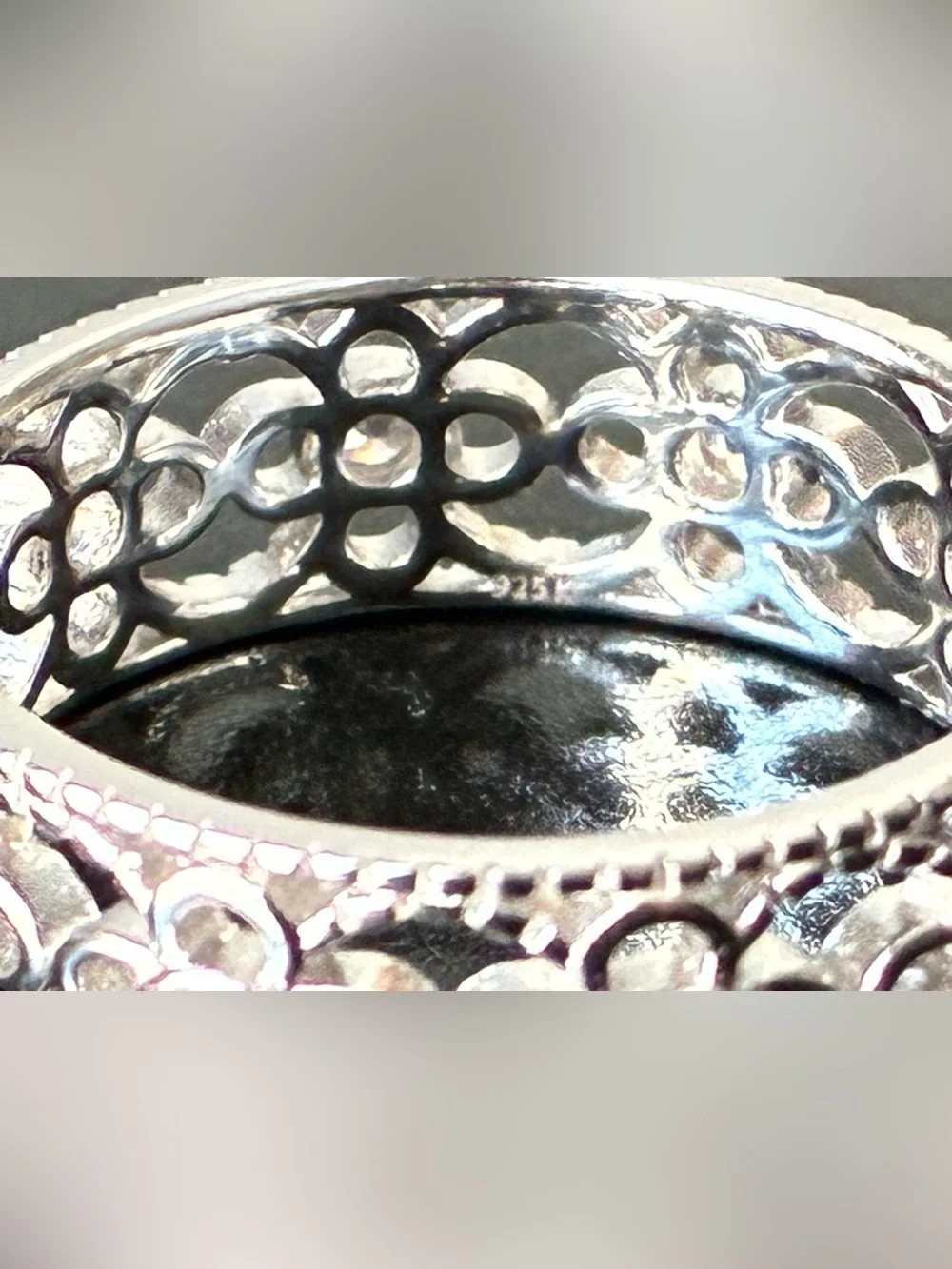 Sterling Silver Floral Band Ring Sz 8